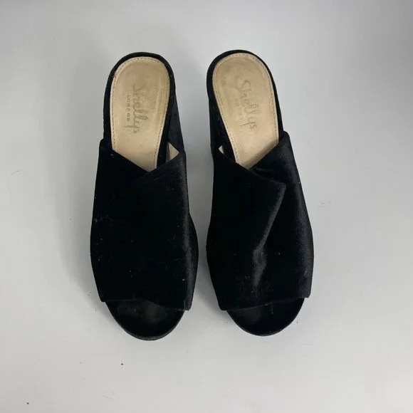 Shellys London “Dalia” Black Velvet Chunky Heel Sandals – Women’s Size 38 - Picture 3 of 9